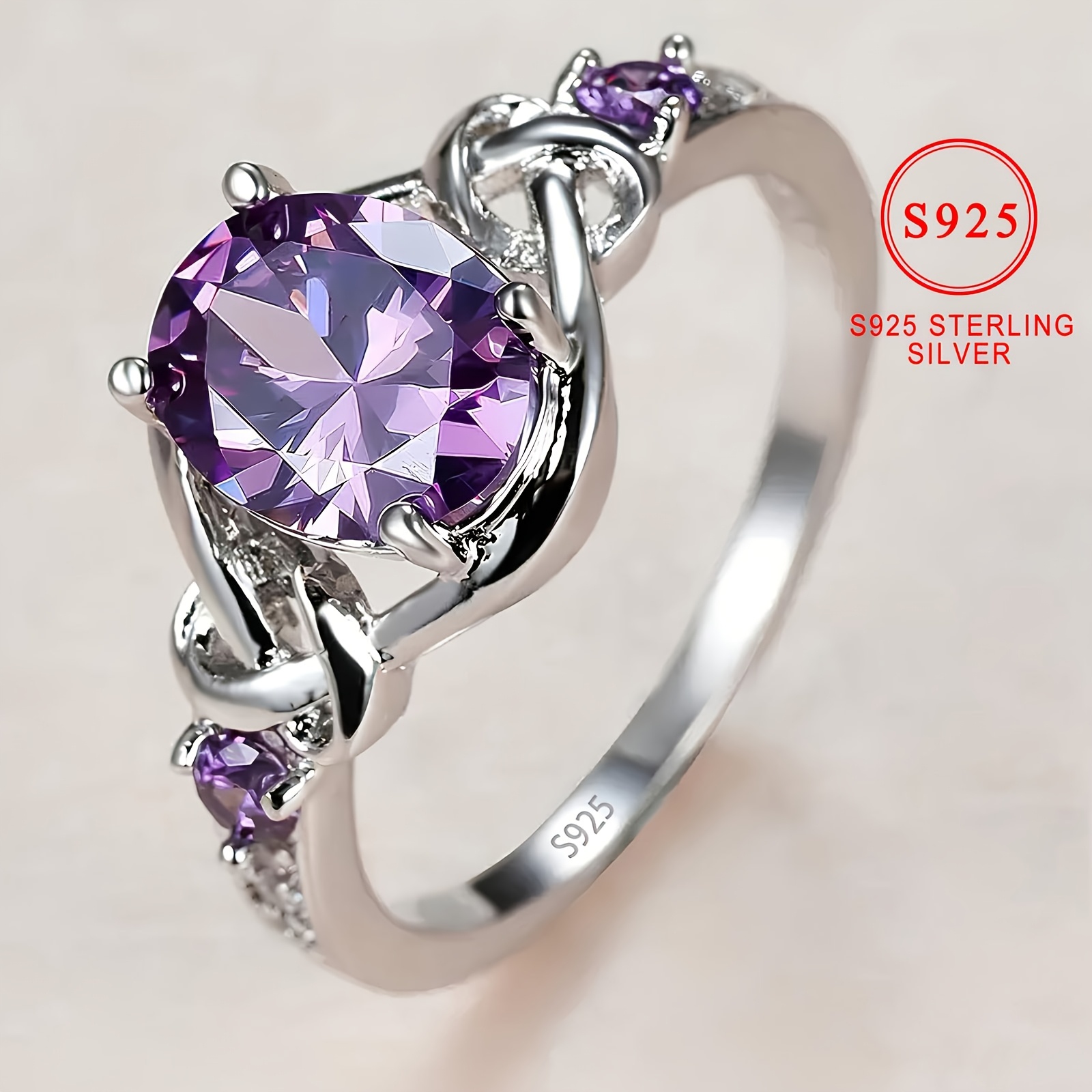 925 Sterling Silver French Style Engagement Ring